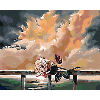 zuty Malování podle čísel Položená růže na zábradlí 100 x 80 cm vypnuté plátno na rám 8596530046554