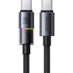 Mcdodo Кабел за данни - Mcdodo (CA-8200) - с 7 цветни светлини, USB-C → USB-C, 100W, 5A, 1.2m - Черен