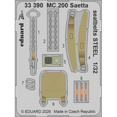 EDUARD ITALERI MC.200 Saetta seatbelts STEELrecommended for 1:32