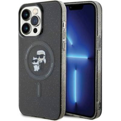 KARL LAGERFELD Кейс Karl Lagerfeld Karl&Choupette Glitter MagSafe за iPhone 15 Pro Max, черен