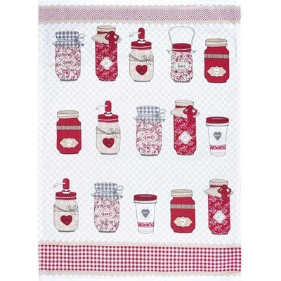 SCANquilt utěrka DEKORO marmeláda bíločervenobéžová 50 x 70 cm