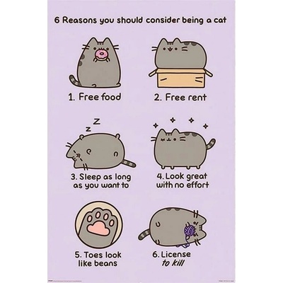 Plakát, Obraz - Pusheen - Reasons to be a Cat, 61 × 91.5 cm