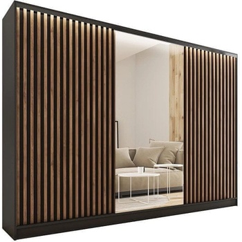 Nejlevnější nábytek Insular 3D 280 se zrcadlem černý mat/dub lefkas