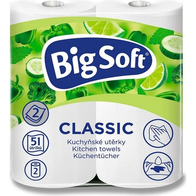BigSoft Classic - papírové kuchyňské utěrky - 2vrstvé, 51 útržků – Zboží Dáma