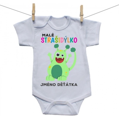 Boodyy Body s krátkým rukávem Malé strašidýlko zelené se jménem děťátka