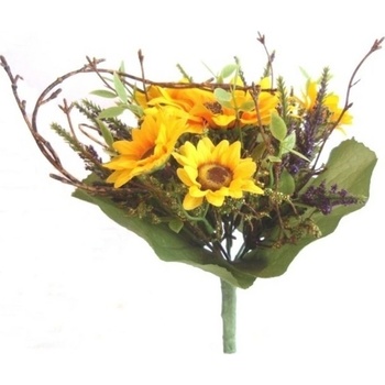 Umelá kytice slnečnica s levanduľou, v. 22 cm