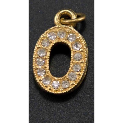 Štrasový prívesok - písmeno O - 2,1 cm x 1,5 cm