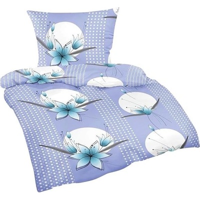 Bellatex obliečky flanel modrá lilie 140x200 70x90