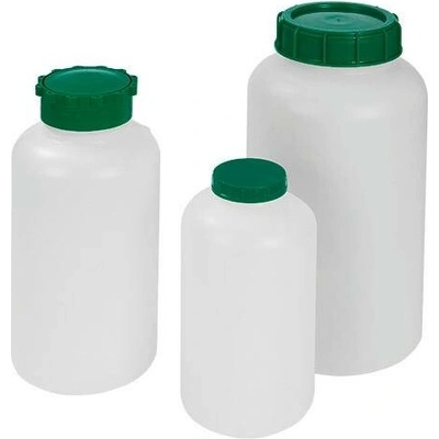 Lahev se širokým hrdlem z HDPE, těsnění, zelené šroubovací víko, plombovatelné, 1500 ml, BJ = 6 ks