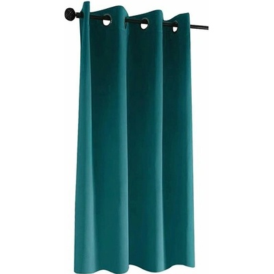 Mybesthome New Vitoria Blackout Zatemňovací krátký závěs s kroužky, 135 × 160 cm, tyrkysový, 1 ks