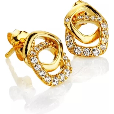 Hot Diamonds Pozlacené stříbrné náušnice HD x Golden Edit Connected DE857