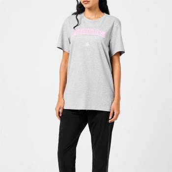 adidas Дамска тениска Adidas Collegiate Graphic T-shirt Womens - Grey/Pink