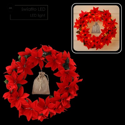 CHOMIK LED vianočný veniec s betlehemskou hviezdou 40 cm CH-HIN2046