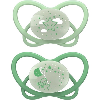 NIP Силиконови залъгалки NIP My Butterfly Green - Зайче и звездичка, 0-6 м, 2 броя, зелени (44000821316249)