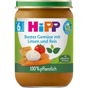 Hipp Био пюре Hipp - Зеленчуци с ориз и леща, 6 м+, 190 g (60501) - ozone