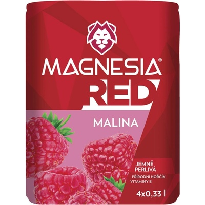Magnesia Red ochucená minerální voda Malina 4 x 0,33 l