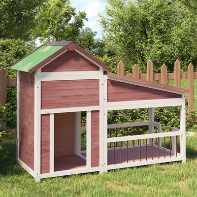 vidaXL Psí bouda moka 143 x 60,5 x 109 cm masivní borové dřevo 9799.172263