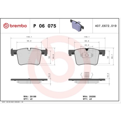 Sada brzdových destiček, kotoučová brzda BREMBO P 06 075X