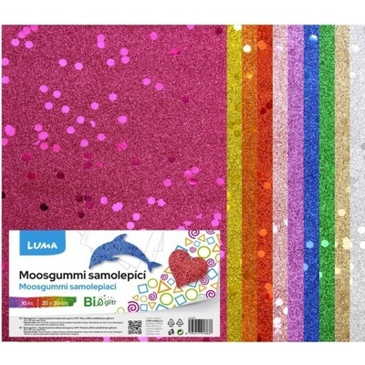 LUMA Samolepicí pěnovka A4 třpytivá MOOSGUMMI - s flitry - mix - 10 ks - F550180