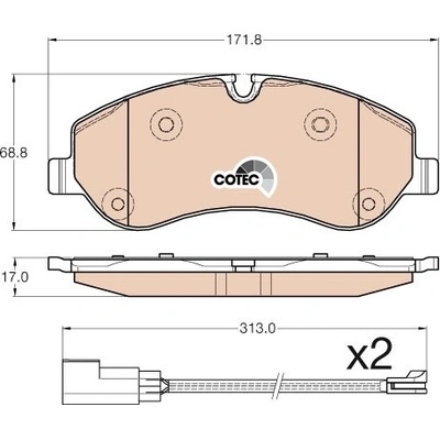 TRW Sada brzdových platničiek kotúčovej brzdy GDB1967