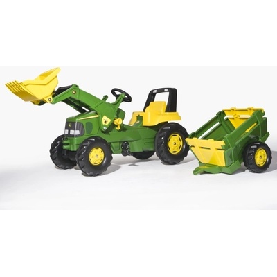 Rolly Toys Šlapací traktor Rolly Junior John Deere s nakladačem a vlekem – Zboží Mobilmania