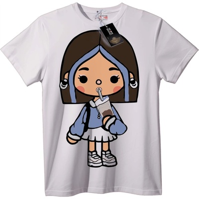 NOONEBRAND Тениска Сладко Момиче с Кафе - L, White