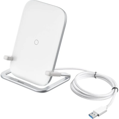 Baseus Rib Wireless Charger (WXPG-02) - поставка (пад) за безжично зареждане с технология за бързо зареждане за Qi съвместими устройства (бял)
