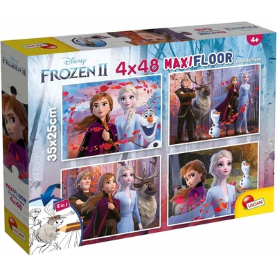 Lisciani Oboustranné MAXI 4x48 dílků Ledové království 2 s omalovánkami