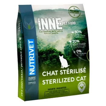 Nutrivet Inne Cats Sterilized GRAIN FREE - храна за подрастващи и израснали котки, БЕЗ ЗЪРНО, за кастирани или наднормени килограми, Франция - 6 кг