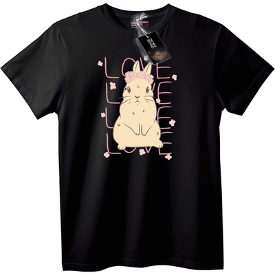 NOONEBRAND Тениска Заек с Цветен Венец - 7XL, Black