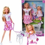 Simba Toys Steffi and Evi doll on a walk with Simba dog