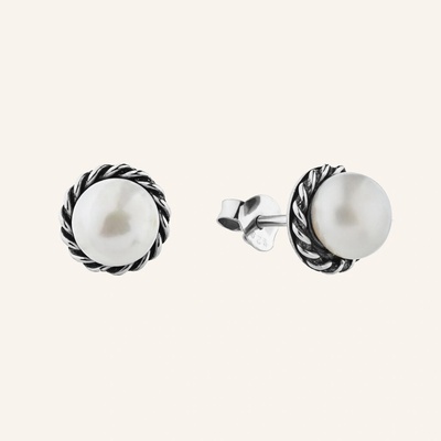 SilveAmo Stříbrné náušnice puzety Pearl Lace C5G2078