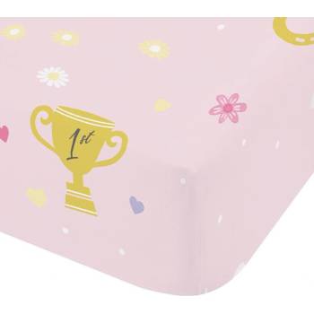 Catherine Lansfield Розов еластичен единичен детски чаршаф 90x190 cm Happy Horses - Catherine Lansfield (BD/61147/W/SFD/PK)