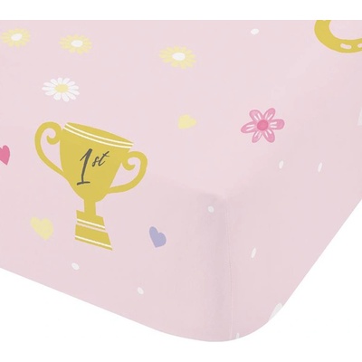 Catherine Lansfield Розов еластичен единичен детски чаршаф 90x190 cm Happy Horses - Catherine Lansfield (BD/61147/W/SFD/PK)