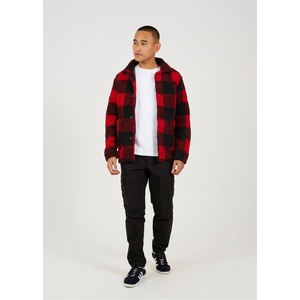 Brave Soul Яке Brave Soul Men's Checked Borg Long Sleeve Coach Jacket - Rd/Blk
