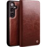 Qialino Кожен Калъф за Samsung S25 Plus, Qialino Book Case, Кафяв (5966011327411)