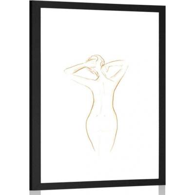 Plakát s paspartou křivky ženského těla - 20x30 black
