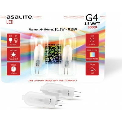 Asalite ASAL0071 LED bodová žiarovka G4 1,5 W číra 12 V blister 2 ks K 4000