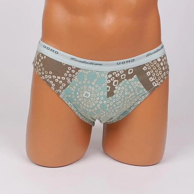 Мъжки слип с ефектен десен в цвят аква и зелено