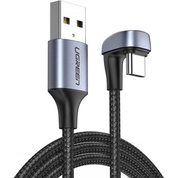 Ugreen 70313 Nylonový pletený USB - uhlový USB typu C, 1m, sivý