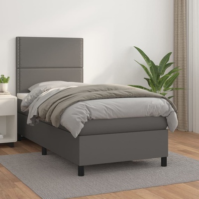 Petrashop 3142771 boxspring postel s matrací šedá umělá kůže