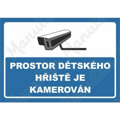 Prostor dětského hřiště je kamerován, samolepka 105 x 74 x 0,1 mm