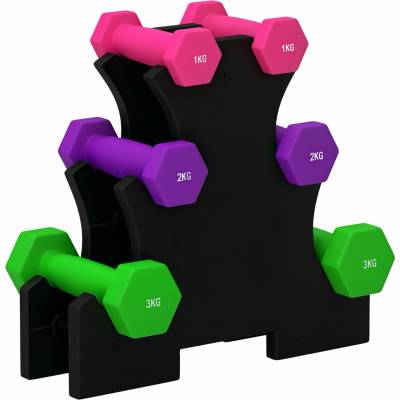 SPORTNOW Hexagonální sada jednoruček 2 x 1 kg 2 x 2 kg 2 x 3 kg