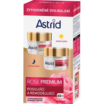 Astrid Rose Premium dárková sada: denní pleťový krém Rose Premium Fortifying & Reshaping Day Cream 50 ml + noční pletový krém Rose Premium Fortifying & Reshaping Night Cream 50 ml