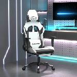 vidaXL Масажен гейминг стол с опора за крака Бял-черно изкуствена кожа (345467)
