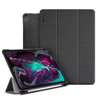 Полиуретанов калъф с поставка и отделение за Apple Pencil за iPad Pro 11 (2018) - Ringke Smart Flip Case (черен)