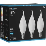 Mexen Nova 3x LED крушка пламък E14, C37, 8W, Студена - 6500K, 840 lm - L106-E14-0865-01x03 (L106-E14-0865-01x03)