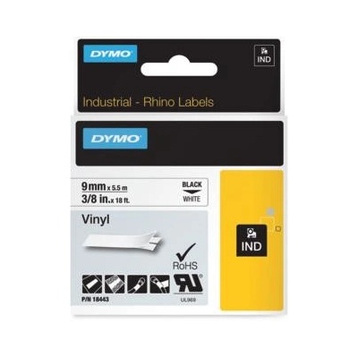páska DYMO 18443 PROFI D1 RHINO Black On White Vinyl Tape (9mm) (S0718580)