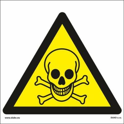 DUKO RIZIKO TOXICITY Formát: 210 x 210 mm, Materiál: plast 0,5 mm, samolepící vinylová fólie