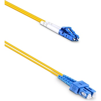 Image 1 of DeTech Оптичен пач кабел DeTech, SC-LC, UPC, Singlemode, Duplex, 3.0m, Yellow - 18327 (DE-18327)